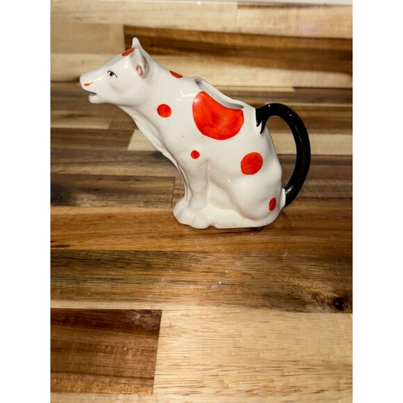 Vintage 1930s Spotted Porcelain Cow Creamer Made in Czech Slovakia - Picture 3 of 11